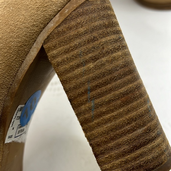 Michael Kors Lace Up Heeled Combat Boots Tan Brown Leather Womens Size 10 M - Picture 10 of 16